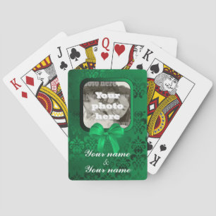 Fyrkantig fotomall på dämpad grönt casinokort