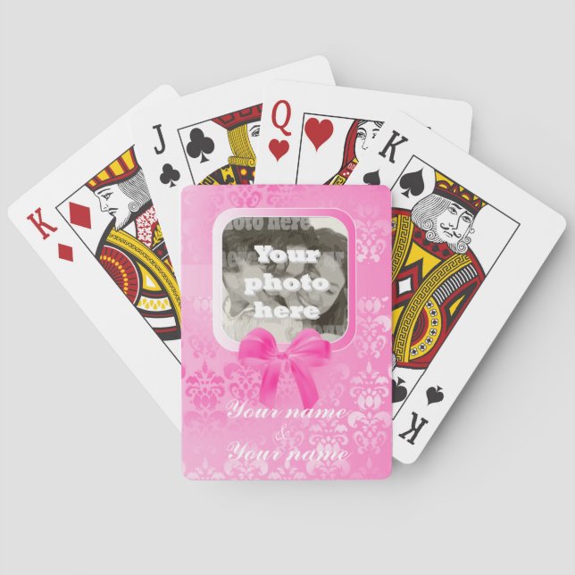 Fyrkantig fotomall på rosa dämpare spel kort (Baksidan)