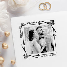 Fyrkantig fotoram för bröllopsbilder med hörnsnörk