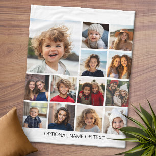 Fyrkantig fotosamling - Upp till 13 bilder vita Fleecefilt