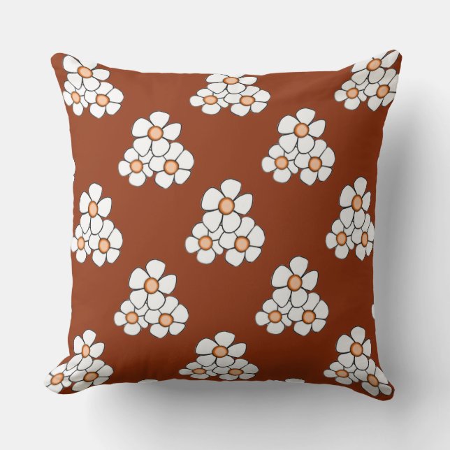 Fyrkantig fyllning för centrerad Daisy med orange Kudde (Framsida)