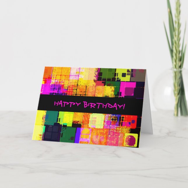 Fyrkantig geometrisk gratulation på födelsedagen kort (Framsida)