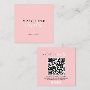 Fyrkantig Girly Rosa Skrift QR-kod Fyrkantigt Visitkort
