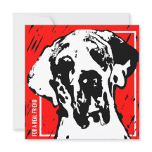 Fyrkantig Great Dane Vän Röda & Svarta Linocut