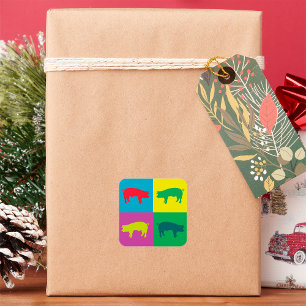 Fyrkantig Grisar-ruta Fyrkantigt Klistermärke