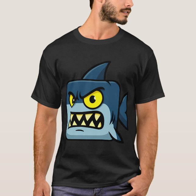 Fyrkantig haj tecknad serie t shirt (Framsida)