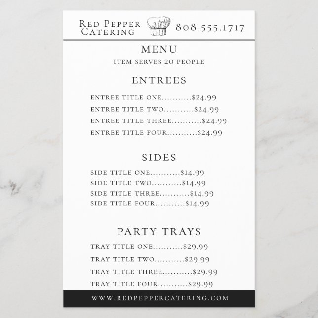 Fyrkantig hatt-Catering Flygblad (Framsidan)