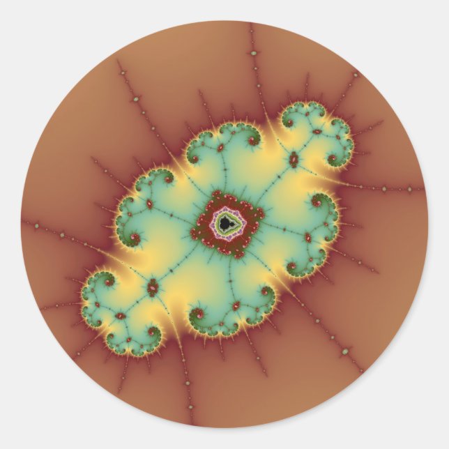 Fyrkantig hjärna - Fractal Runt Klistermärke (Framsida)