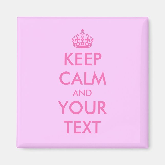 Fyrkantig Keep calm-magnet med rosa bokstäver Magnet (Framsidan)