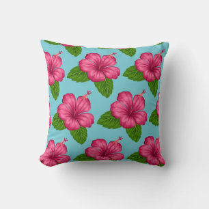 Fyrkantig Kudd-Pink Hibiskusblomma Kudde