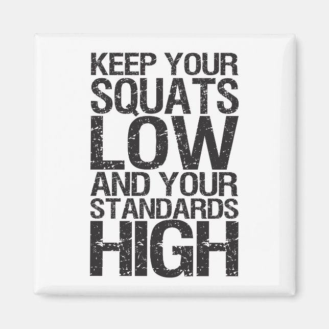 Fyrkantig låg - Boodybuilding Workout Motivational Magnet (Framsidan)
