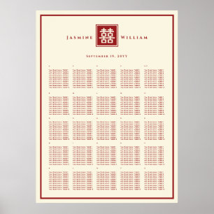 Fyrkantig Logo Dubbel Lycka Kinesisk Bröllop Poster