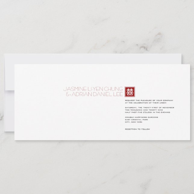 Fyrkantig Logotyp Dubbla lycka kinesiska Bröllop Inbjudningar (Baksida)