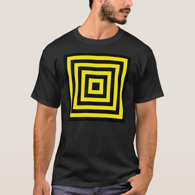 fyrkantig måltavla gul svart t shirt (Framsida)