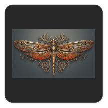 Fyrkantig Metall Dragonfly Sticker