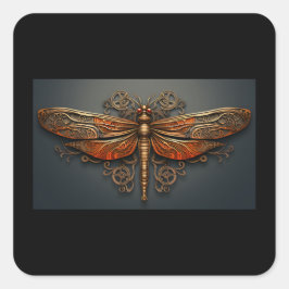 Fyrkantig Metall Dragonfly Sticker Fyrkantigt Klistermärke