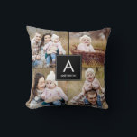 Fyrkantig Monogram, Anpassningsbar Foto Dekorativ  Kudde<br><div class="desc">Bakgrunden färg kan vara anpassad online (till valfri färg!).  Designad av Berry Berry Sweet {www.berryberrysweet.com}</div>