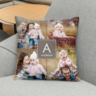 Fyrkantig monogram Anpassningsbar Photo Dekorativ Kudde