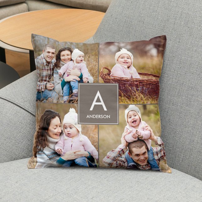 Fyrkantig monogram Anpassningsbar Photo Dekorativ  Kudde (Skapare uppladdad)