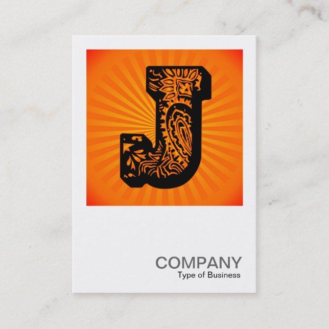 Fyrkantig monogram - Paisley Sunburst - J Visitkort (Framsida)