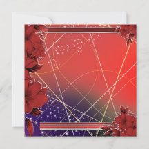 Fyrkantig platt röd blommig design