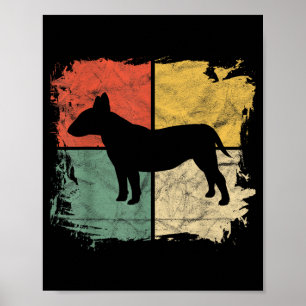 Fyrkantig Retro Bull Terrier Ägarpresent Fick Hund Poster