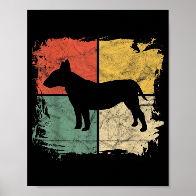 Fyrkantig Retro Bull Terrier Ägarpresent Fick Hund Poster (Framsidan)