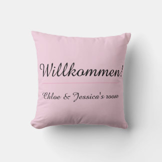 Fyrkantig Rosa Välkommen Tyska Sovsal eller Lägenh Kudde