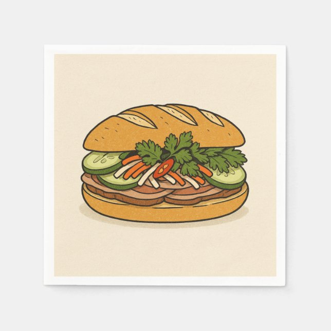 Fyrkantig servett design – Bánh Mì Việt Nam (Framsidan)