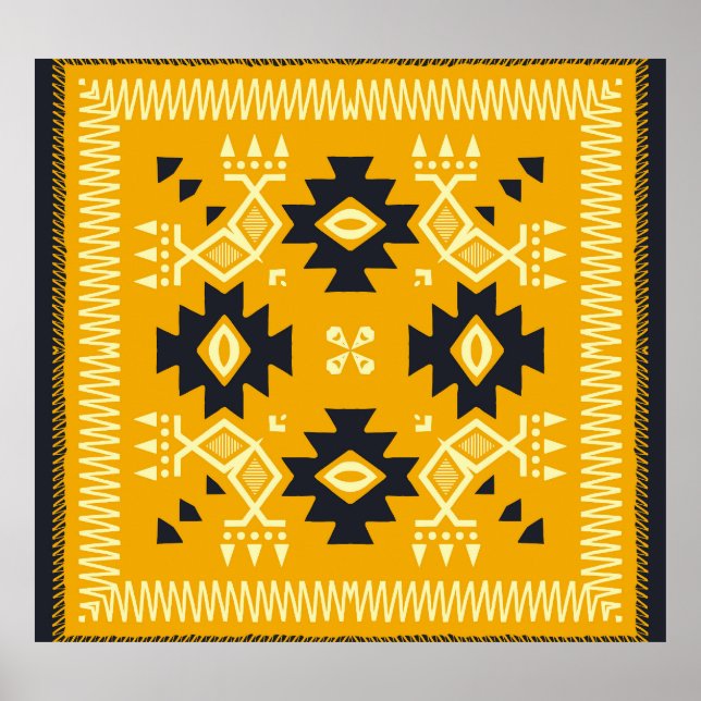 Fyrkantig shawl, blommigt batik. poster (Framsidan)