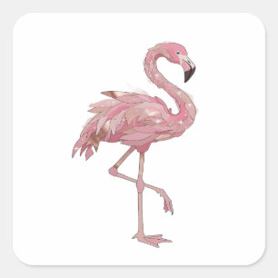 Fyrkantig Silver FLAMINGO Fyrkantig dekal Fyrkantigt Klistermärke