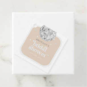 Fyrkantig Silver Retro Disco Groovy Bröllopsdusch Gåvor Etiketter
