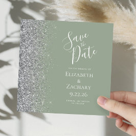 Fyrkantig Silverglitter Spargris Spara Datumet Meddelande