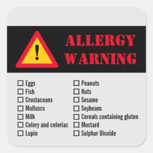Fyrkantig symbol för Allergy Warning Fyrkantigt Klistermärke