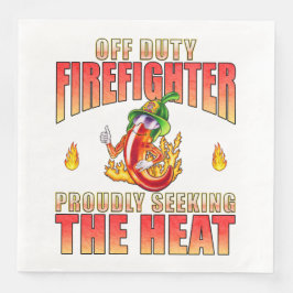 Fyrkantig, vit av, brandman som söker värmen pappersservett