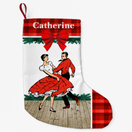 Fyrkantiga dansare med rött skal liten julstrumpa