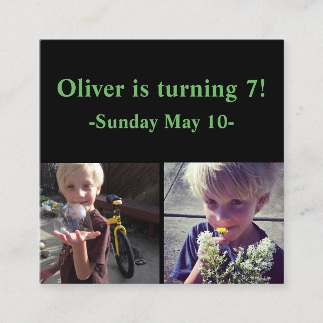 Fyrkantiga födelsedagsinbjudningar (paket om 100) tilläggskort (Framsida)