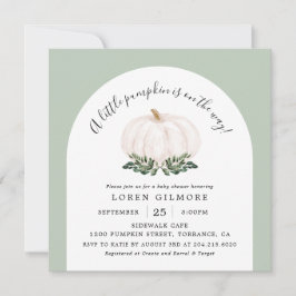 Fyrkantiga fyrkantsruta för vit knumpkin Fall Baby Inbjudningar
