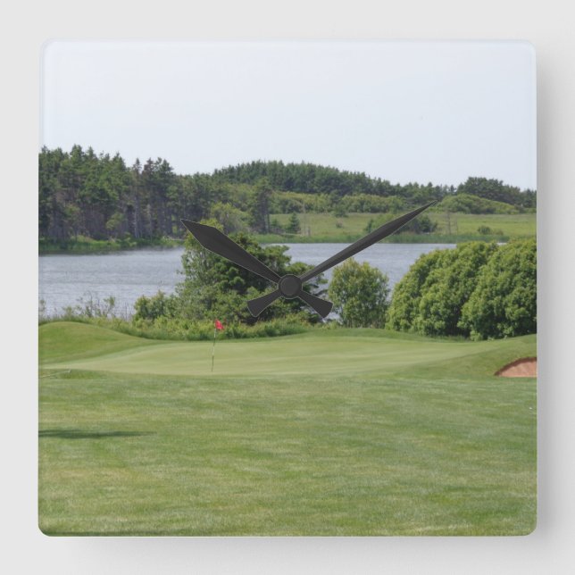 Fyrkantiga golfscenklocka fyrkantig klocka (Framsida)