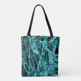 Fyrkantiga hörn och cyan eller himmelblå "neon" fl tygkasse