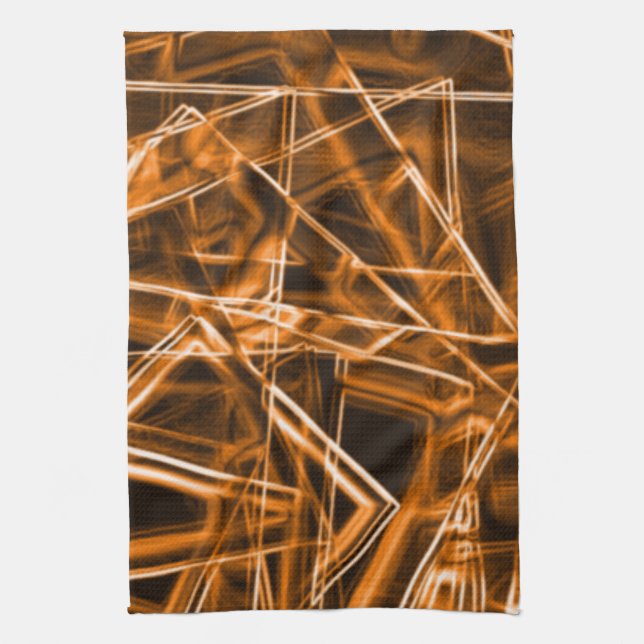 Fyrkantiga hörn och "neon"-orangar kökshandduk (Vertikal)