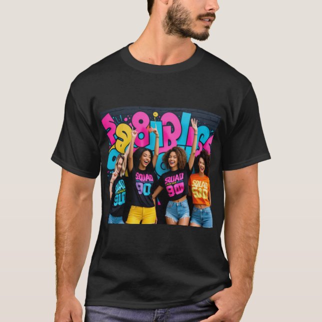 Fyrkantiga mål 90s Retro Aesthetic Black T Shirt (Framsida)