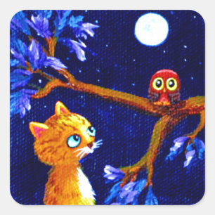 Fyrkantiga Orange Tabby katt Creationarts Square-e Fyrkantigt Klistermärke