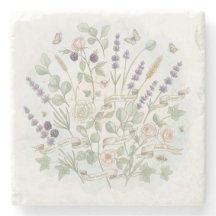 Fyrkantiga stenar Underlägg - botaniskt vattenfärg