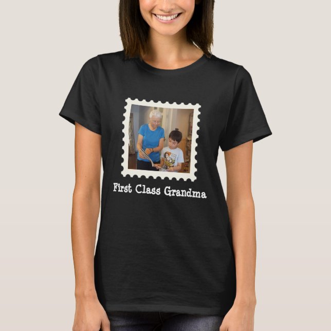Fyrkantigt foto av första klass Grandma nana-anpas T Shirt (Framsida)