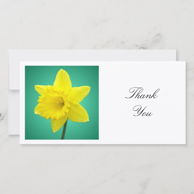 Fyrkantigt foto - Daffodil på Grönt Tack Kort (Framsida)