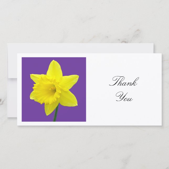 Fyrkantigt foto - Daffodil på Lila Tack Kort (Framsida)