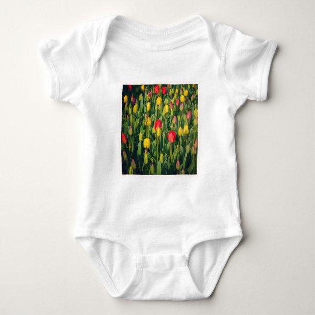 Fyrkantigt foto - Färgfulla tulippar T-shirt (Framsida)