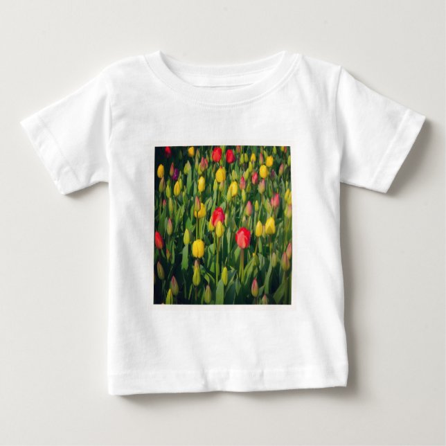 Fyrkantigt foto - Färgfulla tulippar Tee (Framsida)