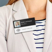 Fyrkantigt foto-ID-Logotyp, svart, vitt, magnetsto